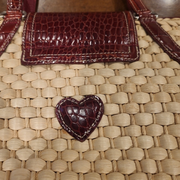 BRIGHTON Woven Straw Shoulder Handbag Purse - Picture 9 of 14